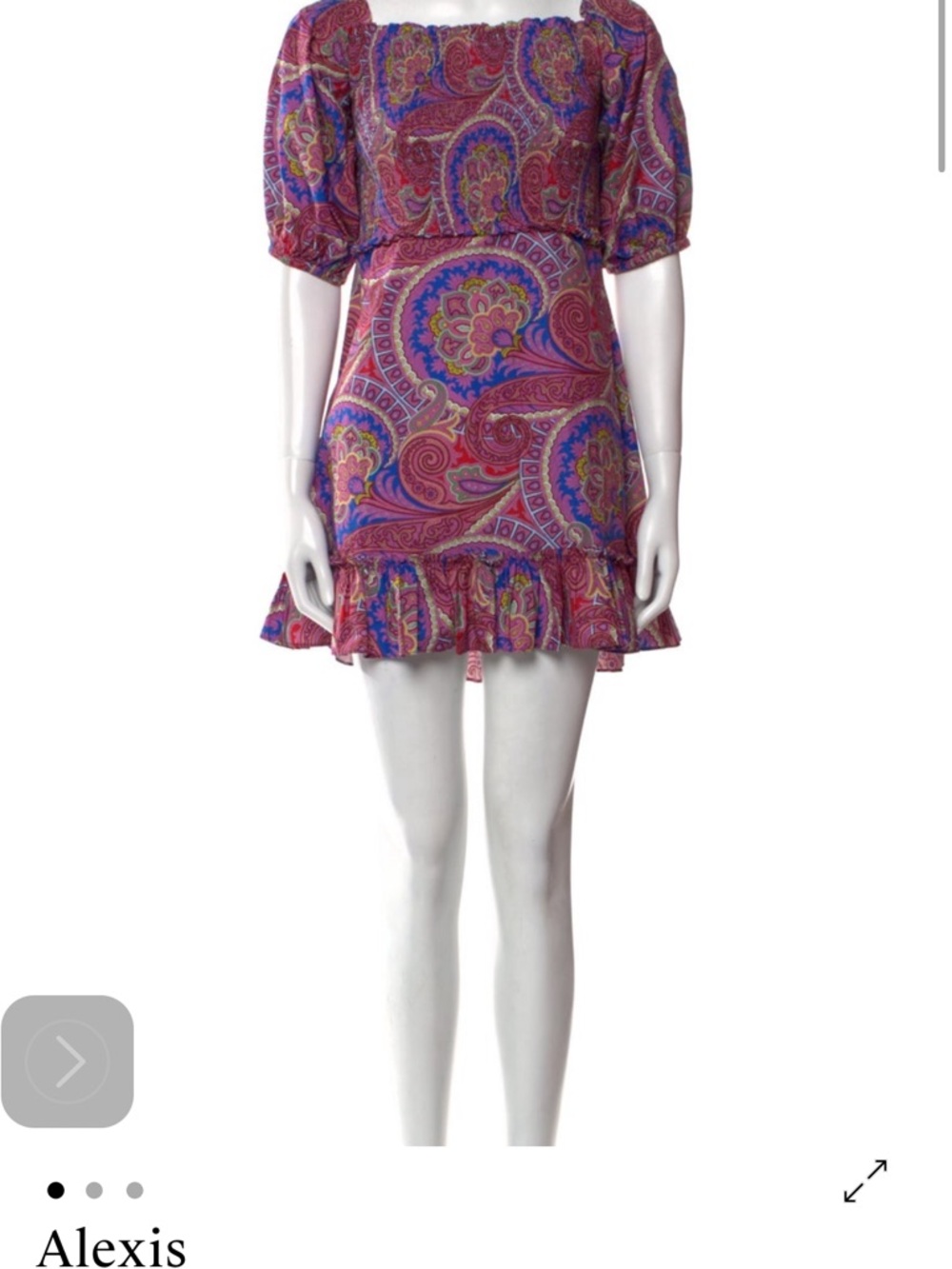 Alexis Fuchsia Paisley Square-Neck Mini Dress
